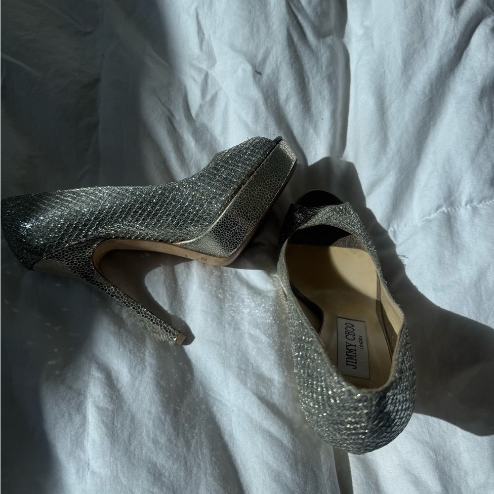 Jimmy Choo Sparkling Silver Heels